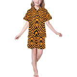 Bengal tigers skin print pattern Kids' Boys' Girls' V-Neck Short Pajama Set