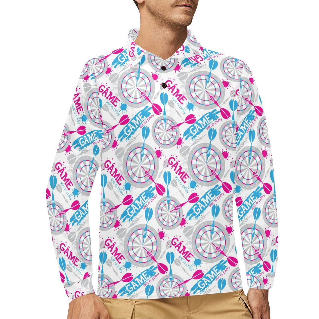 Darts Pattern Print Design 01 Men's Long Sleeve Polo Shirt