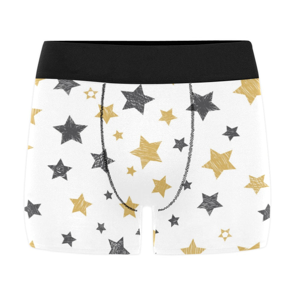 hand drawn gold black star pattern Men's All Over Print Boxer Briefs Men's Underwear