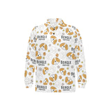 Cute beagle dog pattern background Men's Long Sleeve Polo Shirt