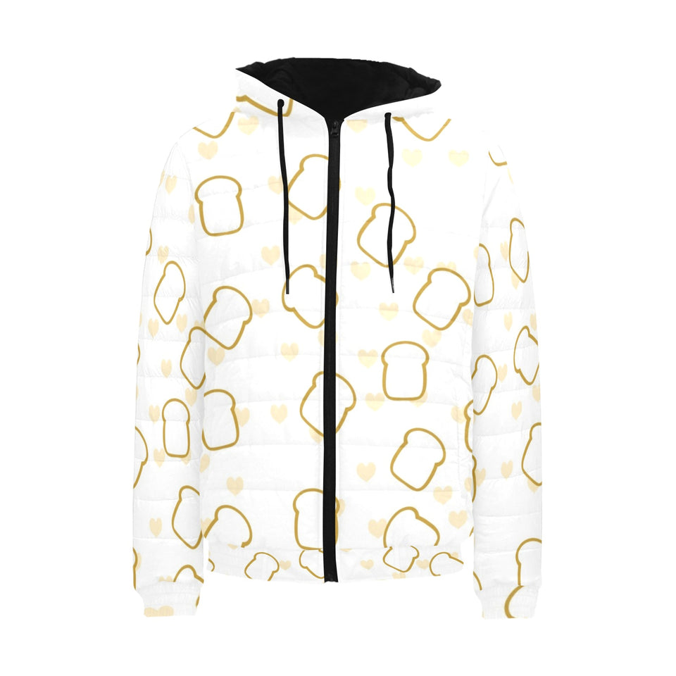 Bread Toast Pattern Print Design 01 Men's Padded Hooded Jacket
