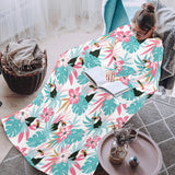 Toucan tropical flower leave pattern Blanket Robe with Sleeves