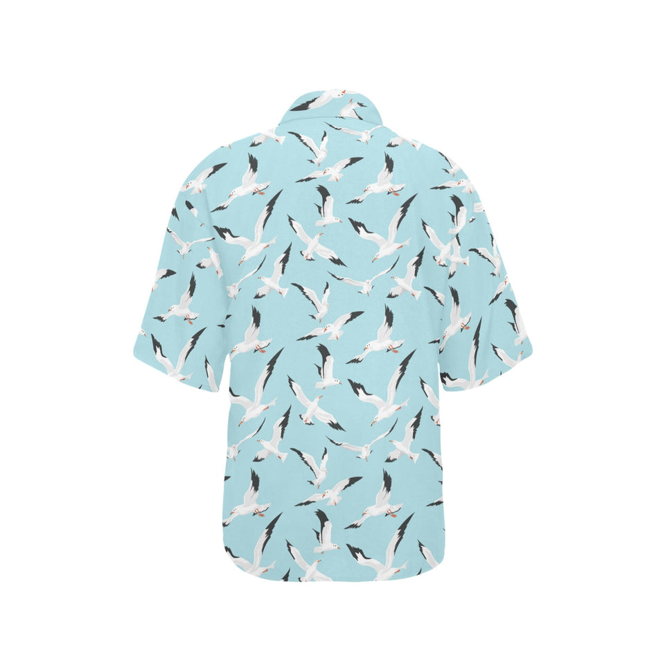 Seagull Pattern Print Design 01 Women's All Over Print Hawaiian Shirt
