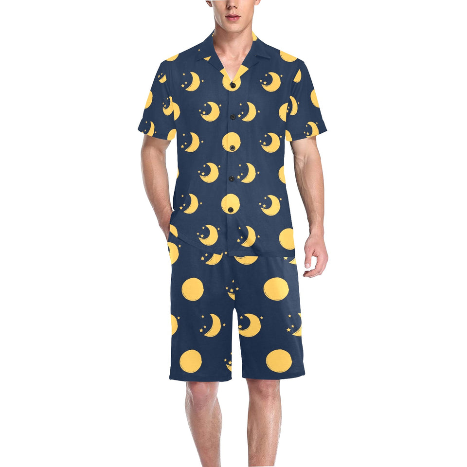Moon star pattern Men's V-Neck Short Pajama Set
