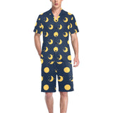 Moon star pattern Men's V-Neck Short Pajama Set