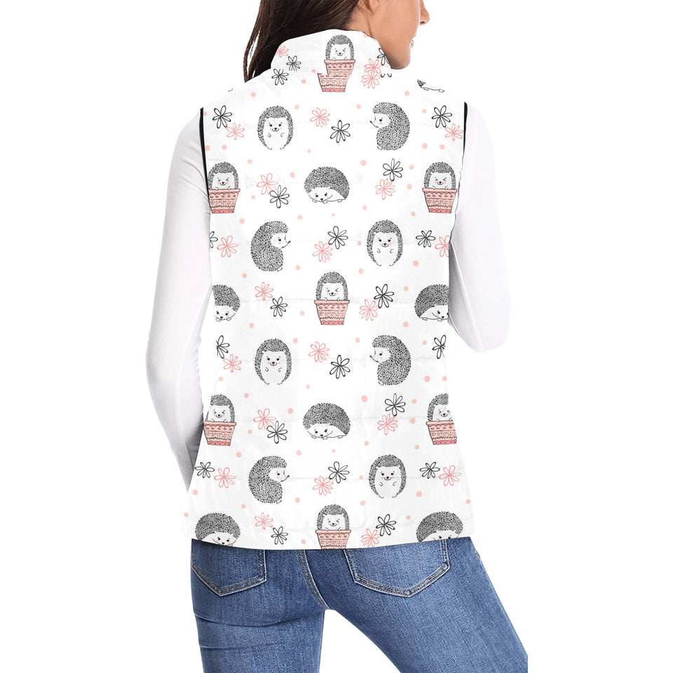 Hedgehog Pattern Print Design 02 Women's Padded Vest