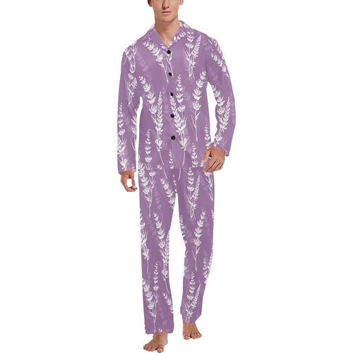 Lavender flowers purple pattern Men's Long Pajama Set