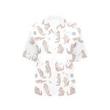 Cute sea otters pattern Women's All Over Print Hawaiian Shirt