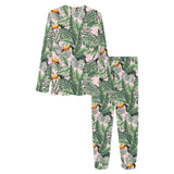 Toucan tropical green jungle palm pattern Women's All Over Print Pajama Set