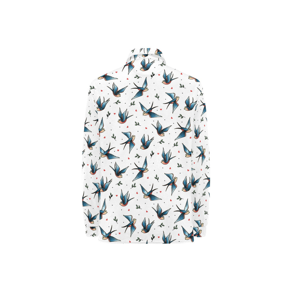 Swallow Pattern Print Design 04 Women's Long Sleeve Polo Shirt