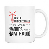 White Mug-Never Underestimate The Power of a Grandpa With a Ham Radio ccnc001 hr0011