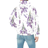 lavender flower design pattern Men's Padded Hooded Jacket
