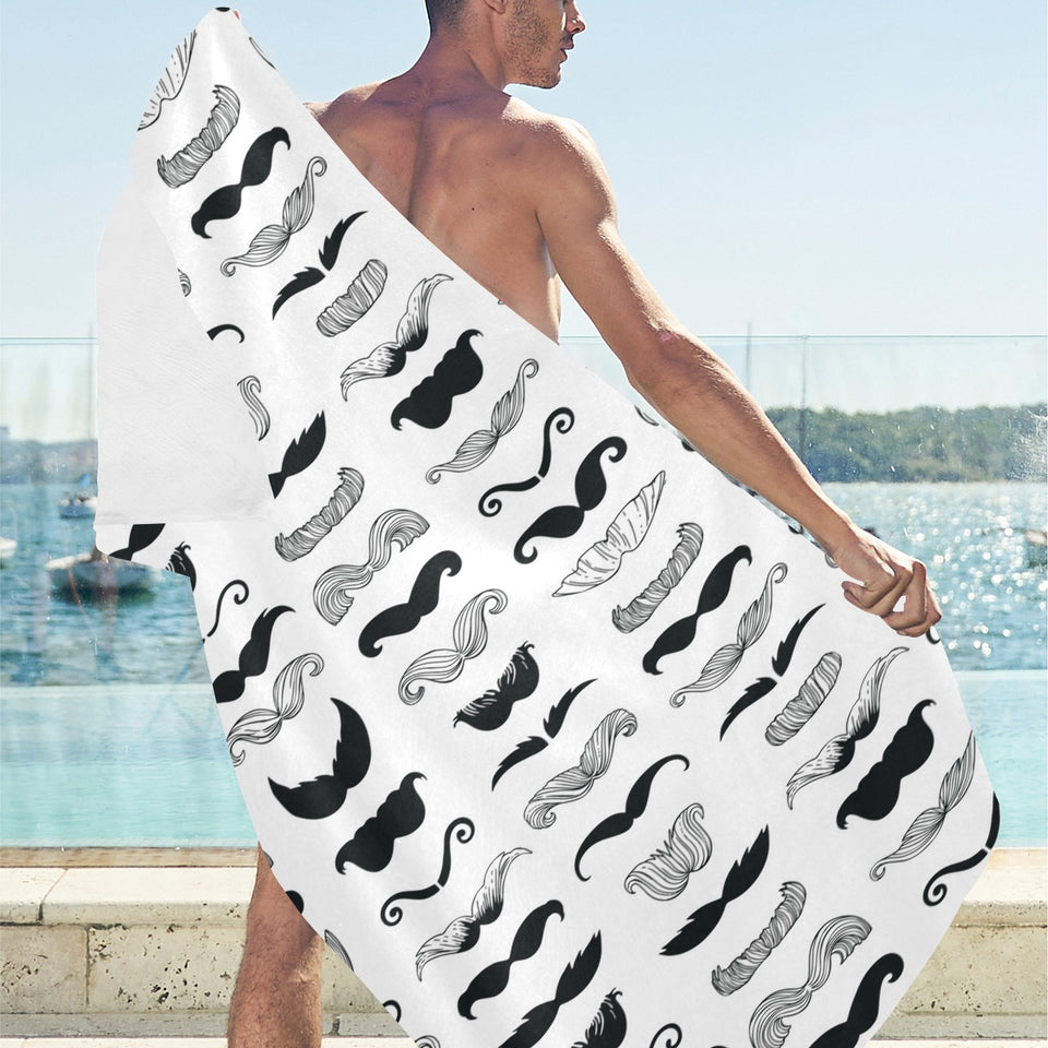 Mustache Beard Pattern Print Design 04 Beach Towel