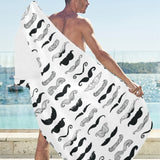 Mustache Beard Pattern Print Design 04 Beach Towel