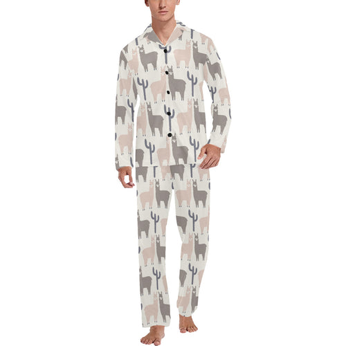 Llama Alpaca pattern Men's Long Pajama Set