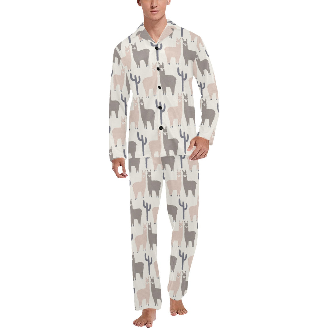 Llama Alpaca pattern Men's Long Pajama Set