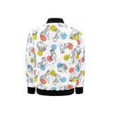 Siberian husky and colorful circle pattern Kids' Boys' Girls' Bomber Jacket