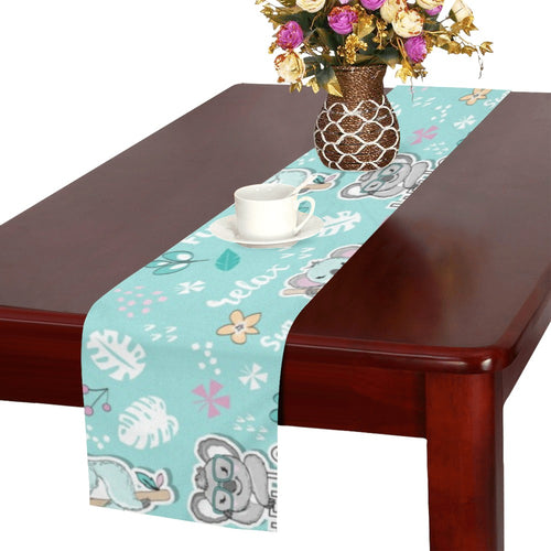 Cute koalas blue background pattern Table Runner