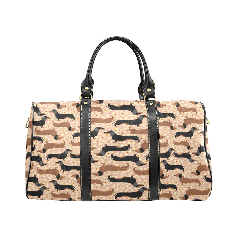 Dachshund floral background Travel Bag