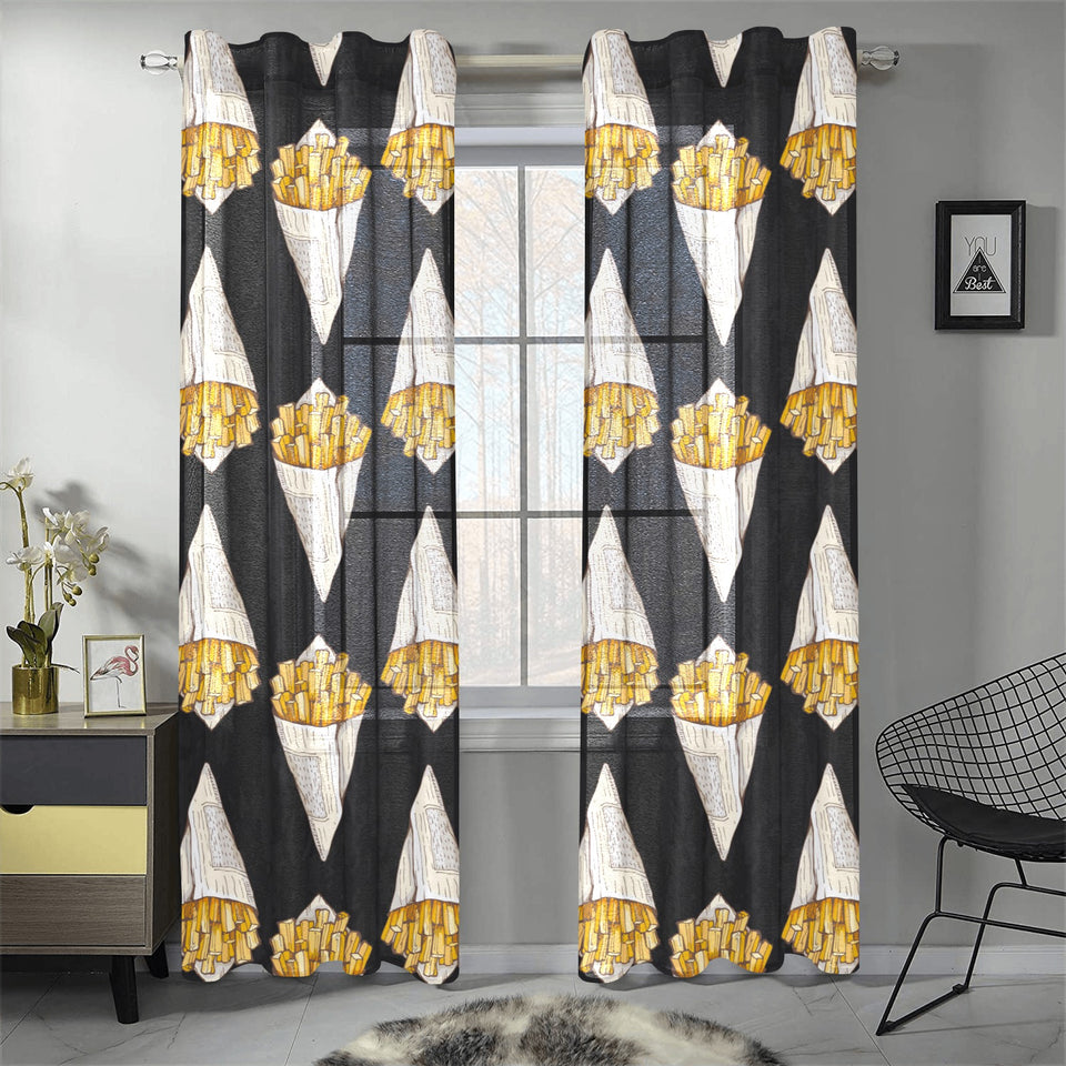 French fries dark background Gauze Curtain