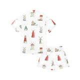 windmill design pattern Kids' Boys' Girls' V-Neck Short Pajama Set