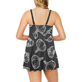 Garlic pattern black background Chest Sexy Pleated Two Piece Swim Dress