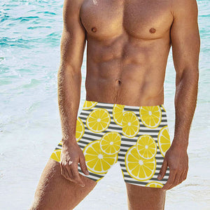 slice of lemon design pattern Men's Swimming Trunks