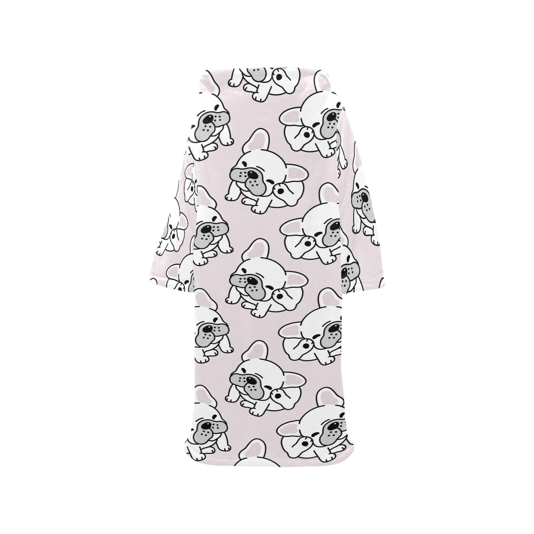 Cute french bulldog pattern Blanket Robe with Sleeves