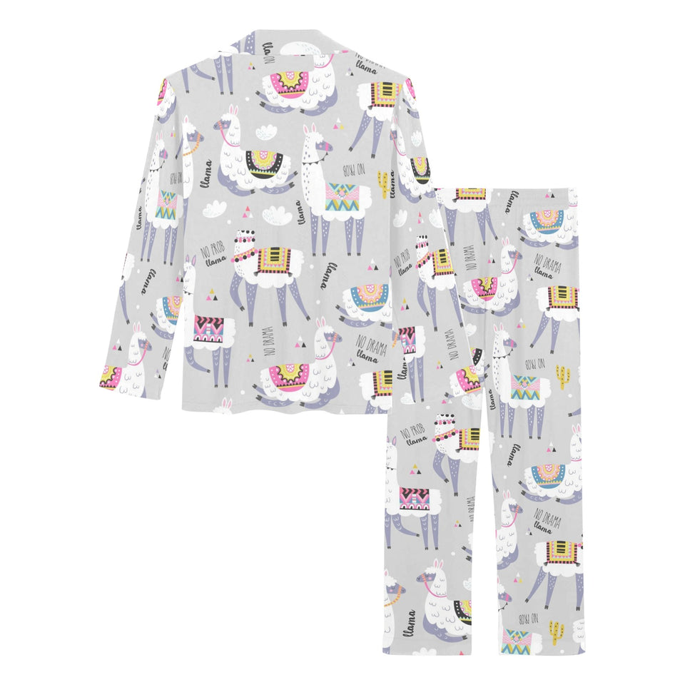 Cute Llama Alpaca pattern Women's Long Pajama Set