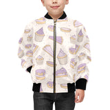 Cakes pies tarts muffins and eclairs purple bluebe Kids' Boys' Girls' Bomber Jacket