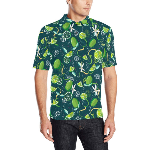 Lime ice flower pattern Men's All Over Print Polo Shirt