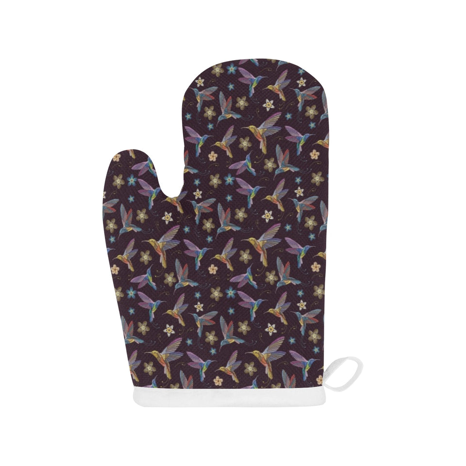 Hummingbird Pattern Print Design 04 Heat Resistant Oven Mitts
