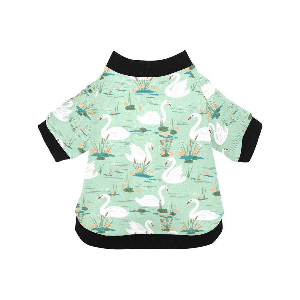 White swan lake pattern All Over Print Pet Dog Round Neck Fuzzy Shirt