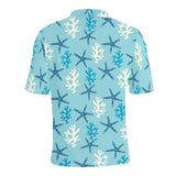 Blue starfish coral reef pattern Men's All Over Print Polo Shirt