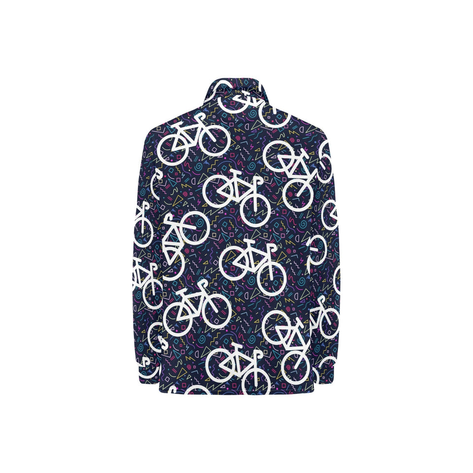 Bicycle Pattern Print Design 03 Women's Long Sleeve Polo Shirt