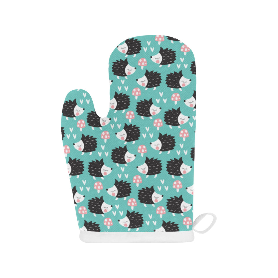 Hedgehog Pattern Print Design 03 Heat Resistant Oven Mitts