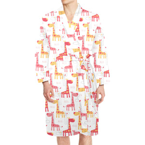 Giraffe Pattern Print Design 03 Men's Long Sleeve Belted Night Robe