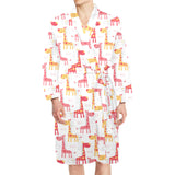 Giraffe Pattern Print Design 03 Men's Long Sleeve Belted Night Robe