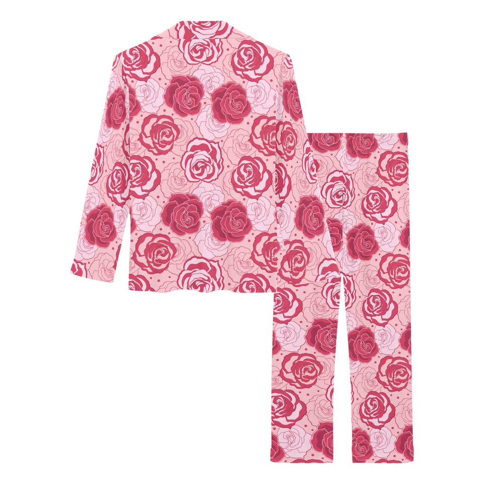 Rose Pattern Print Design 02 Women's Long Pajama Set