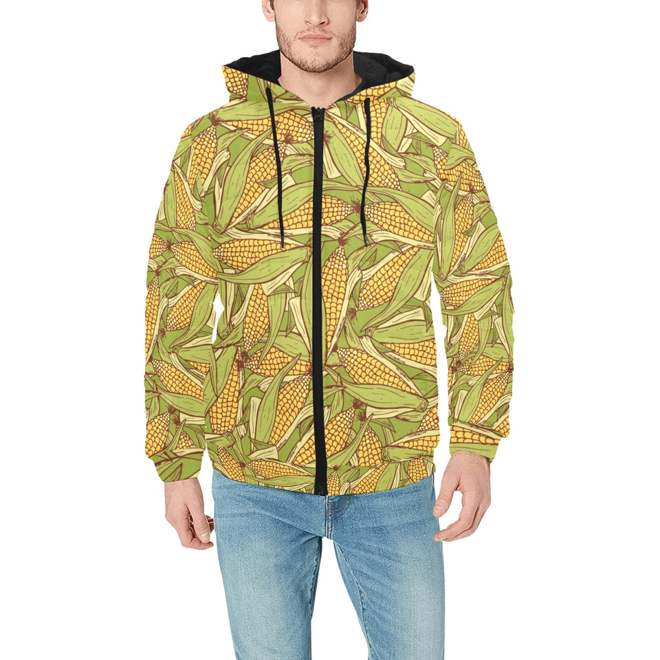 Corn Pattern Print Design 01 Men's Padded Hooded Jacket