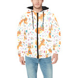 cute tribal fox pattern Men's Padded Hooded Jacket