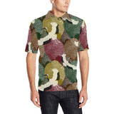 Japanese cranes flying forest dot pattern Men's All Over Print Polo Shirt