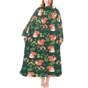 Squirrel Pattern Print Design 03 Blanket Robe with Sleeves