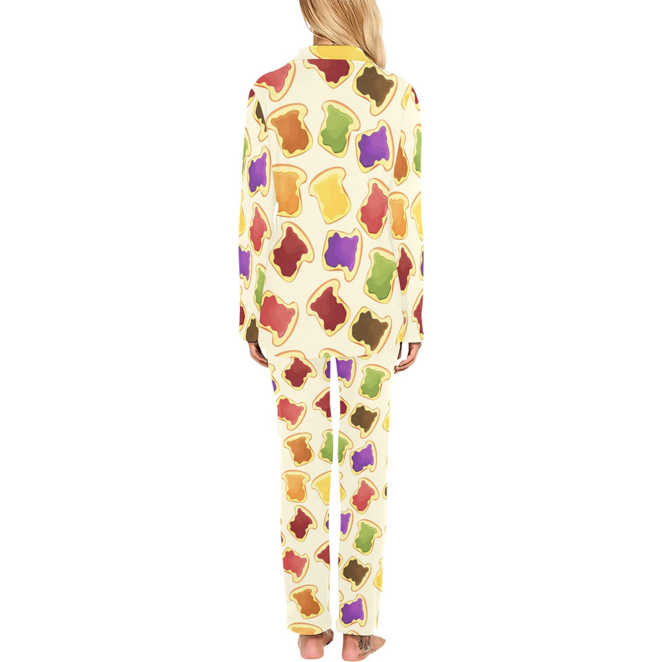 Bread Toast Pattern Print Design 02 Women's Long Pajama Set