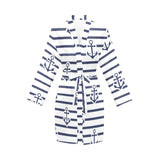 Anchor rope nautical pattern Women's Long Sleeve Belted Night Robe