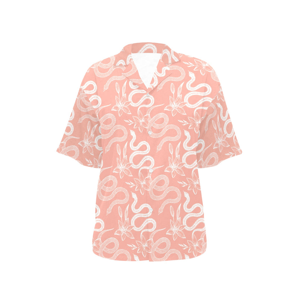 Snake lilies flower pattern Women's All Over Print Hawaiian Shirt