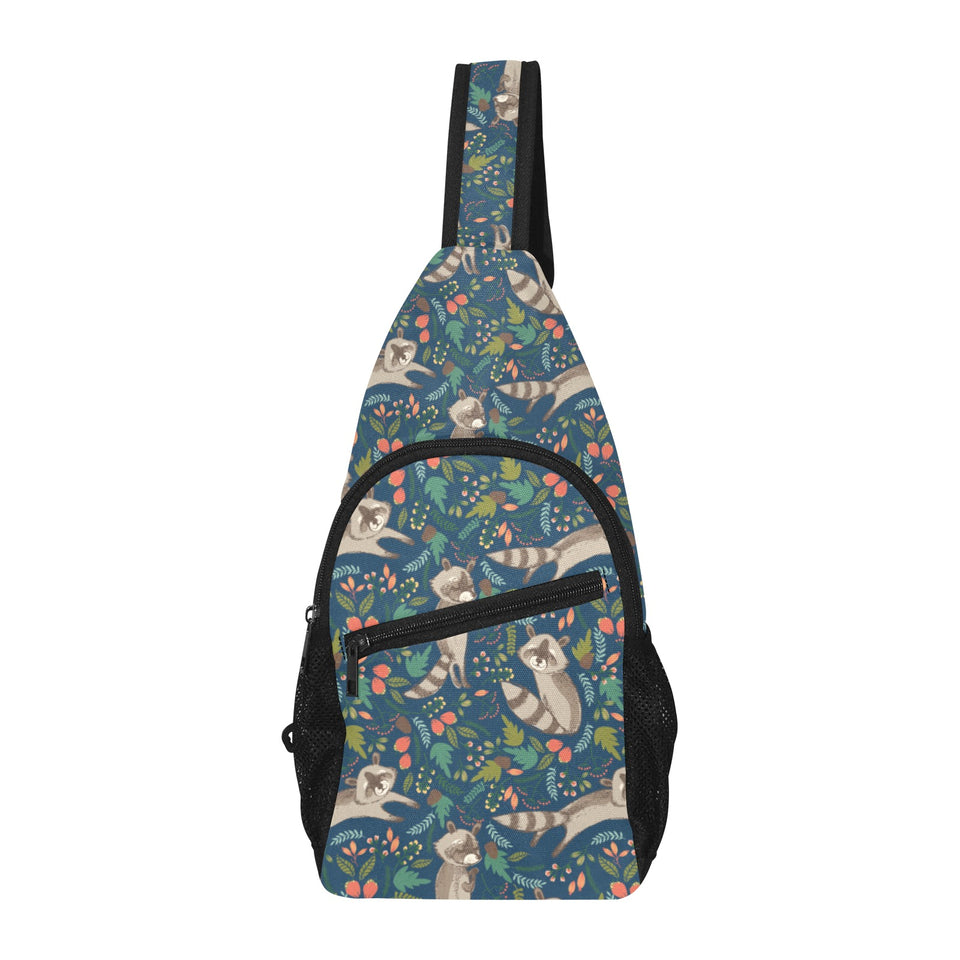 Raccoon tropical leaves pattern All Over Print Chest Bag