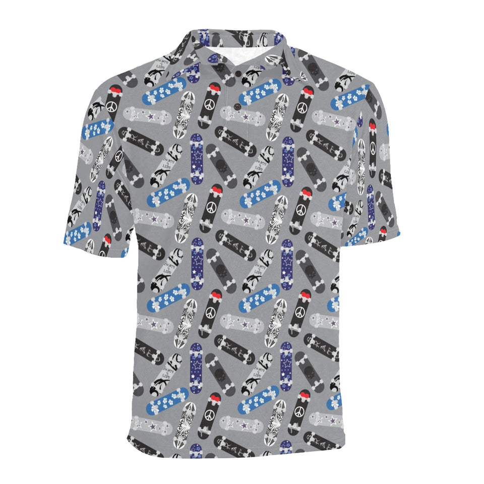Skate Board Pattern Print Design 03 Men's All Over Print Polo Shirt