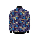 Blue japanese pattern cloud wave flower Kids' Boys' Girls' Bomber Jacket