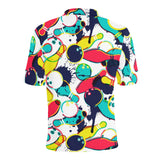 watercolor bowling ball pins Men's All Over Print Polo Shirt